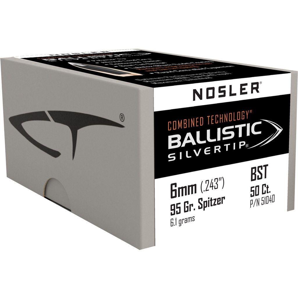 Nosler Ballistic Silvertip Hunting Bullets 6mm 95 gr. Spitzer Point 100 pk.