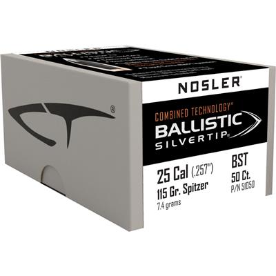 Nosler Ballistic Silvertip Hunting Bullets .25 Cal. 115 gr. Spitzer Point 50 pk.