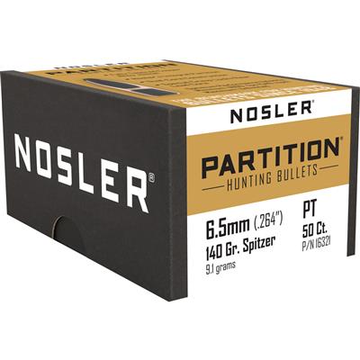 Nosler Partition Bullets 6.5mm 140 gr. Spitzer Point 50 pk.